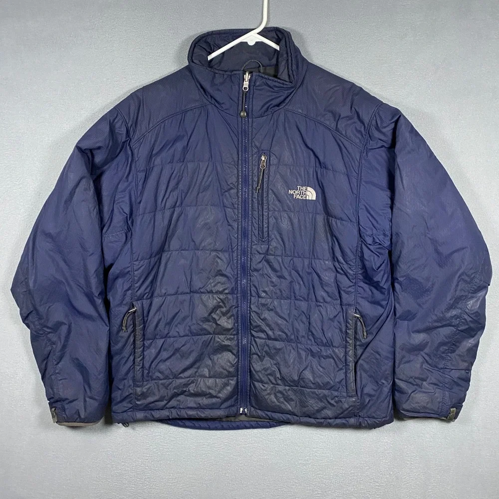 The North Face Puffer Jacket Mens Large Navy Blue Quilted Full Zip